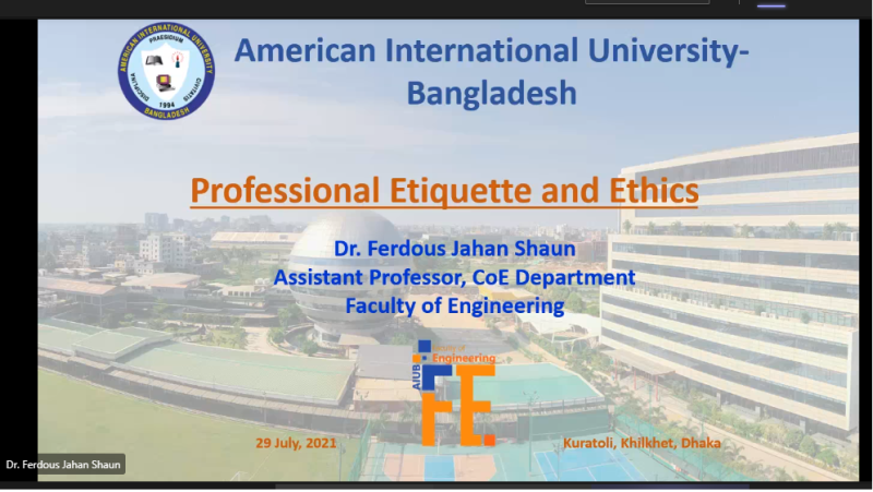 FACULTY OF ENGINEERING ORGANIZED A TECHNICAL SESSION TITLED “PROFESSIONAL ETIQUETTE AND ETHICS”