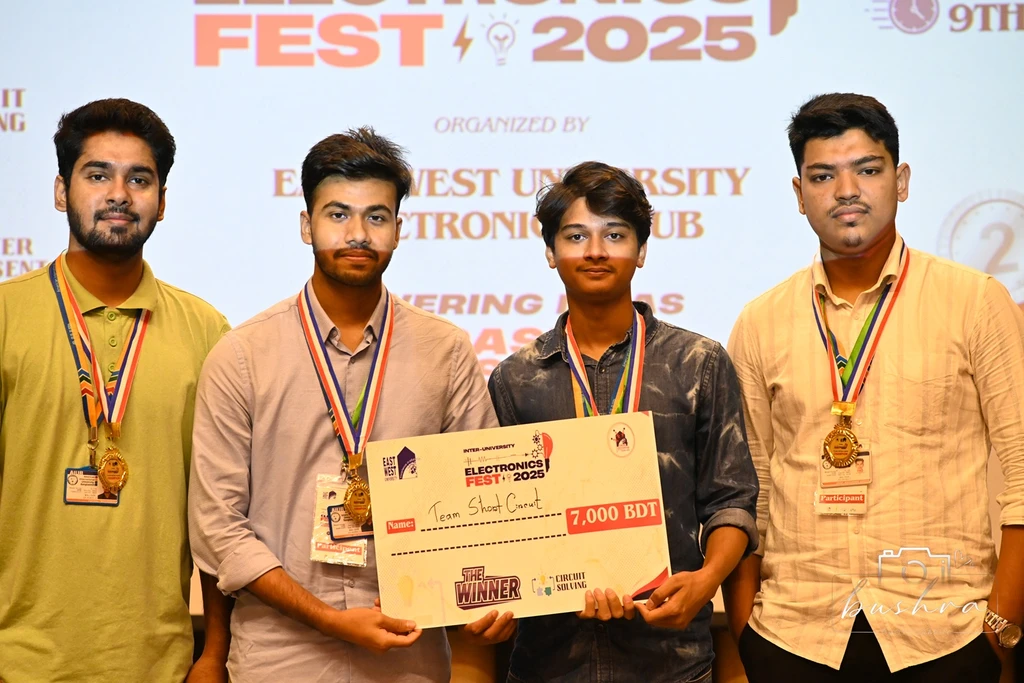 AIUB Students Crowned Champions in “Circuit Solving Contest” of Electronics Fest 
