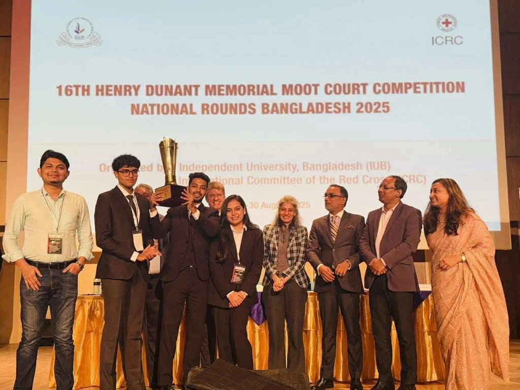 AIUB Moot Court Team is Crowned Champion of the 16th Henry Dunant Memorial Moot Court Competition 2025