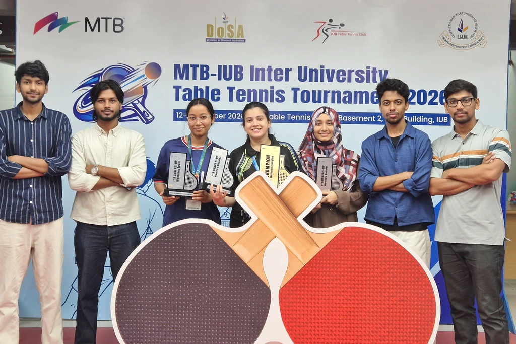 Team AIUB Shines at MTB–IUB Inter University Table Tennis Tournament 2026