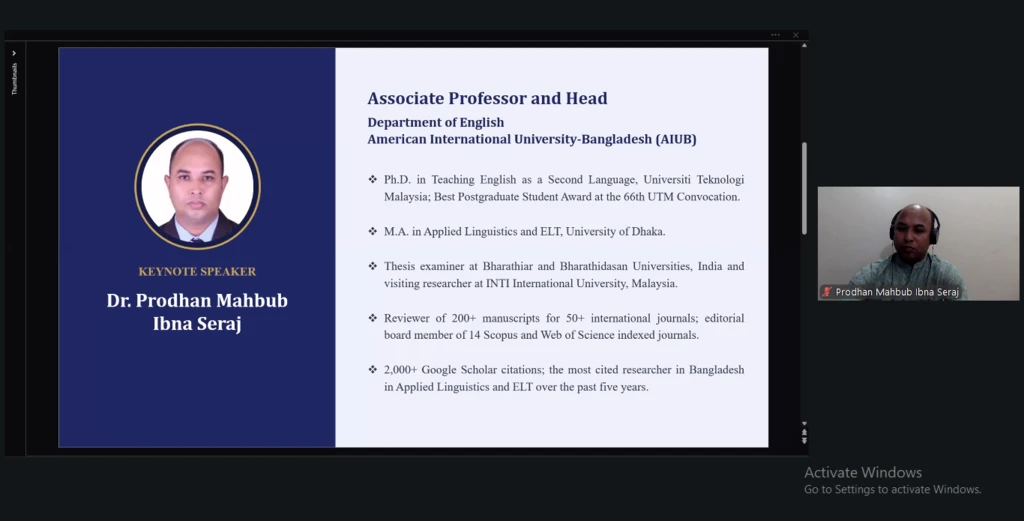 Conducted a Webinar on AI as a Co-Critic for Teaching & Learning English by the Head of the Department of English at BU